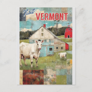 Vermont Stylisierte Vintage Landreise Postkarte