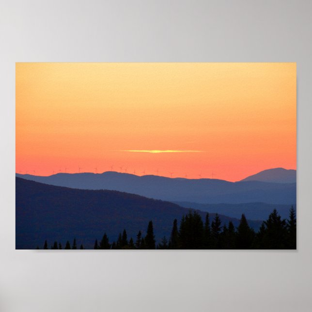 Vermont Sunset mit Windturbinen Poster (Vorne)