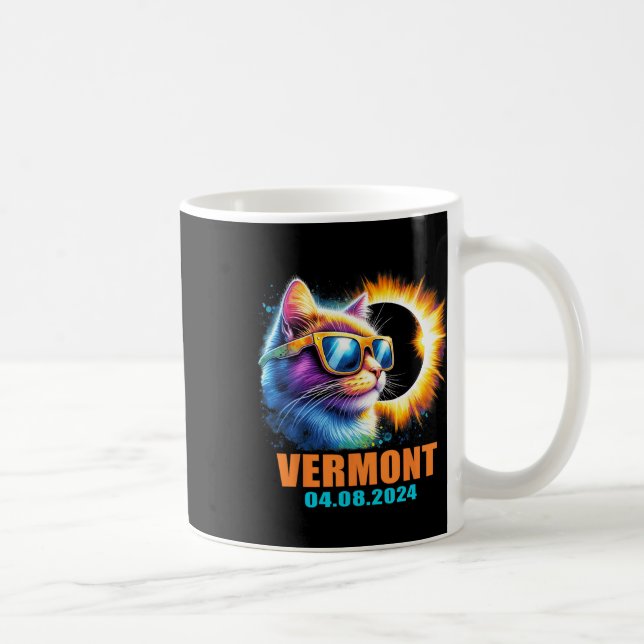 Vermont Total Solar Eclipse 2024 Cat Solar Eclipse Kaffeetasse (Rechts)