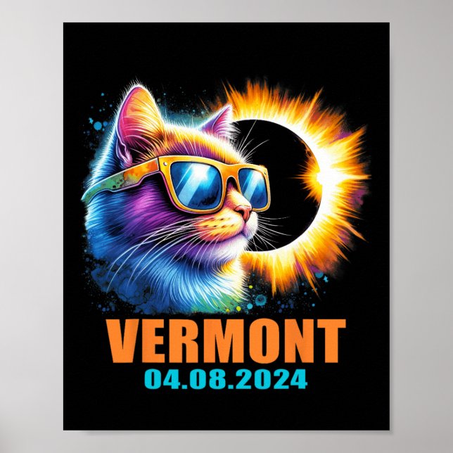 Vermont Total Solar Eclipse 2024 Cat Solar Eclipse Poster (Vorne)