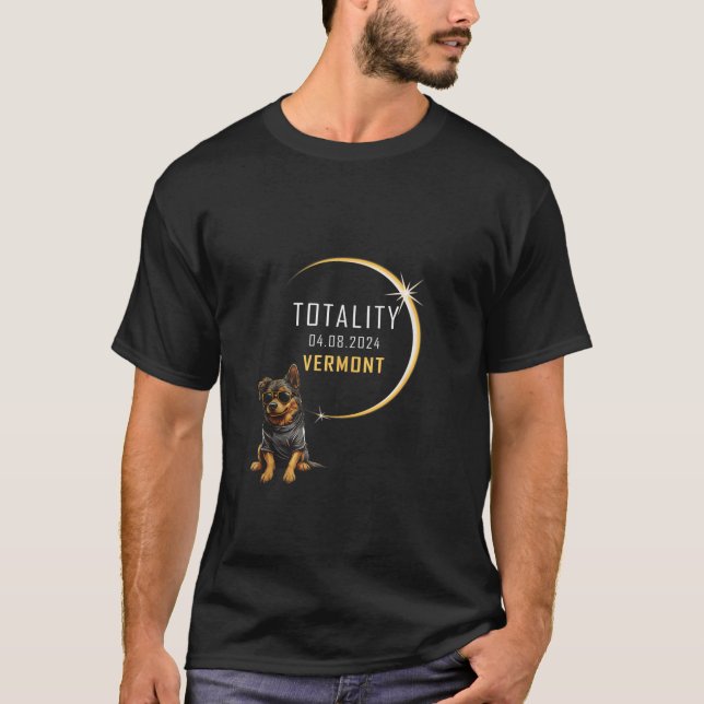 VERMONT Total Solar Eclipse 2024 Funny Dog Brille T-Shirt (Vorderseite)