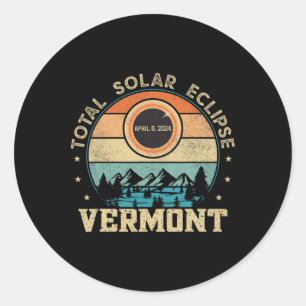 Vermont Total Solar Eclipse 8. April 2024 Men Wom Runder Aufkleber
