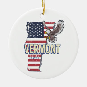 Vermont United Staaten Retro Staat Map Vintag USA Keramik Ornament