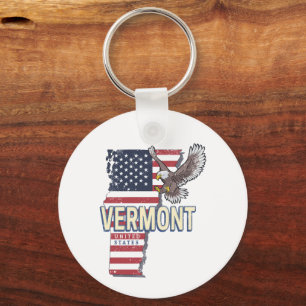 Vermont United Staaten Retro Staat Map Vintag USA Schlüsselanhänger