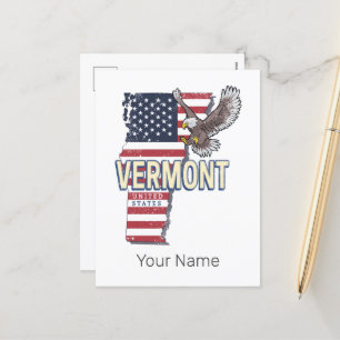 Vermont Vereinigte Staaten Retro-Staatskarte Vinta Feiertagspostkarte