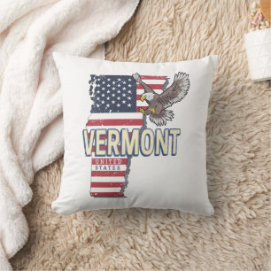 Vermont Vereinigte Staaten Retro-Staatskarte Vinta Kissen