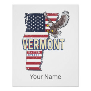 Vermont Vereinigte Staaten Retro-Staatskarte Vinta Poster