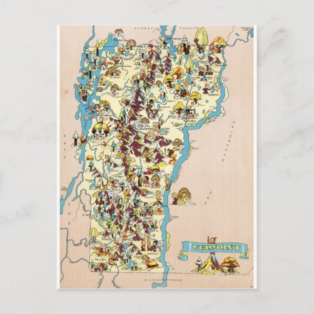 Vermont Vintag Funny Map Postkarte (Vorderseite)