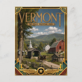 Vermont Vintage Art Deco Golden Age Postkarte