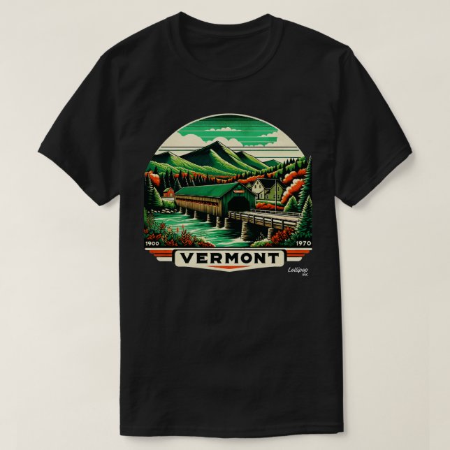 Vermont Vistas Green Mountains Maple American Vint T-Shirt (Design vorne)