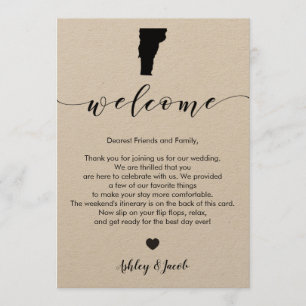 Vermont Wedding Welcome Letter & Itinerary Card Programm