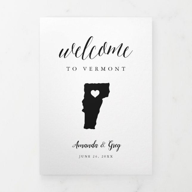 Vermont Wedding Welcome Letter & Itinerary Dreifach-gefaltete Programmkarte (Cover)