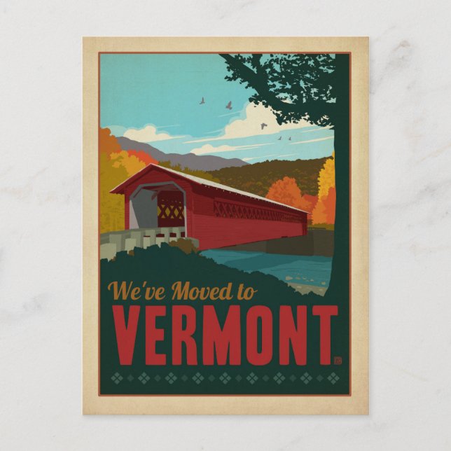 Vermont | Wir haben uns bewegt Einladungspostkarte (Vorderseite)