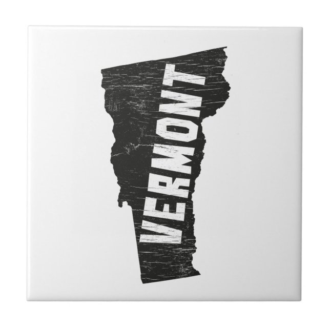 Vermont-Zuhause-Vintage Karten-Silhouette Fliese (Vorderseite)