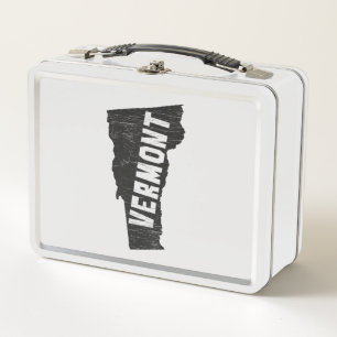 Vermont-Zuhause-Vintage Karten-Silhouette Metall Brotdose