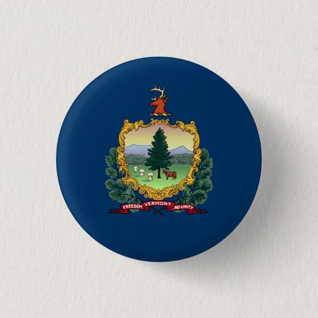 Vermonter Flag, Flagge von Vermont Button (Vorderseite)