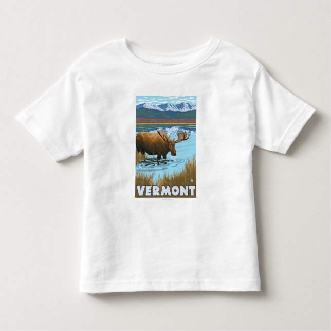 VermontMoose, das im See trinkt Kleinkind T-shirt (Vorderseite)