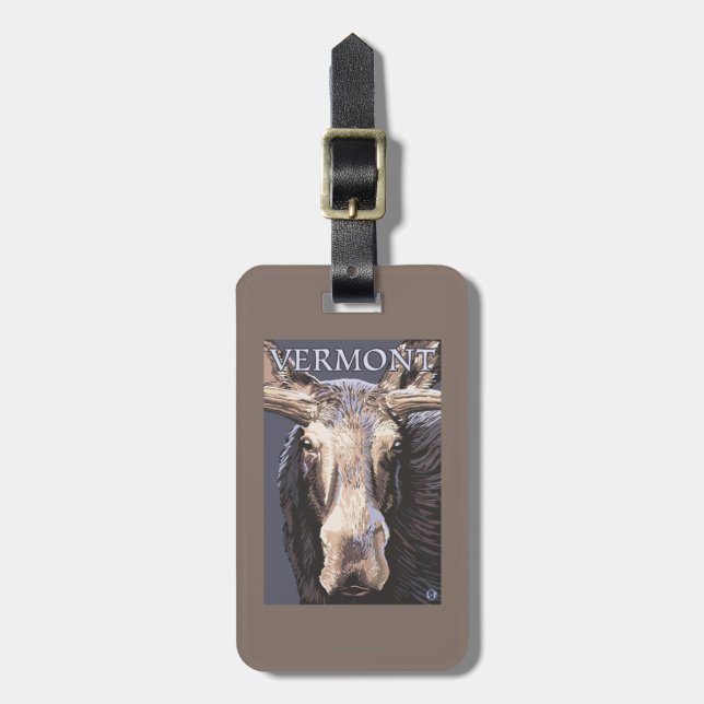 VermontMoose herauf nahes Gepäckanhänger (Vorderseite vertikal)