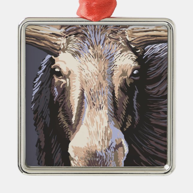 VermontMoose herauf nahes Ornament Aus Metall (Vorne)