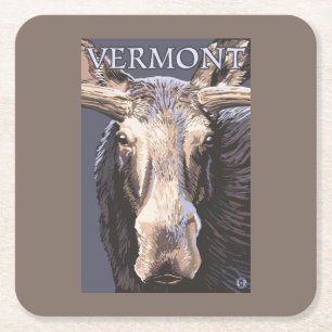 VermontMoose herauf nahes Rechteckiger Pappuntersetzer