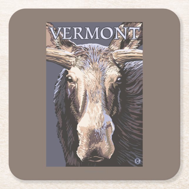 VermontMoose herauf nahes Rechteckiger Pappuntersetzer (Vorderseite)
