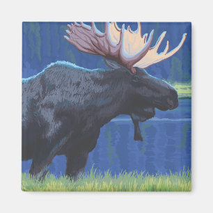 VermontMoose im Mondschein Magnet