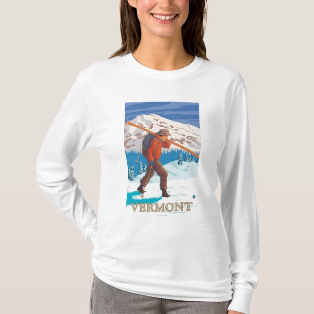 VermontSkier tragende Skis T-Shirt (Vorderseite)