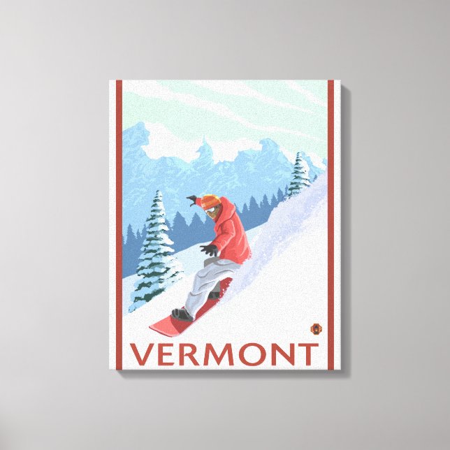 VermontSnowboarder Scene Leinwanddruck (Vorderseite)