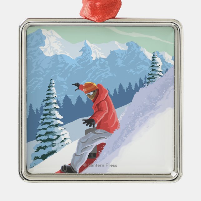 VermontSnowboarder Szene Ornament Aus Metall (Vorne)