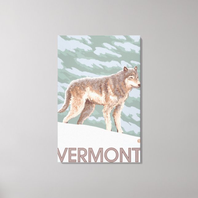 VermontWolf Szene Leinwanddruck (Vorderseite)
