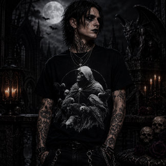 Vermummtes Skelett mit Vögeln T-Shirt