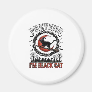 Vermutete schwarze Katze Halloween Hexenhut roter  Magnet