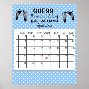 Vermutlicher Geburtstermin-Kalender-Baby-Fußabdrüc Poster