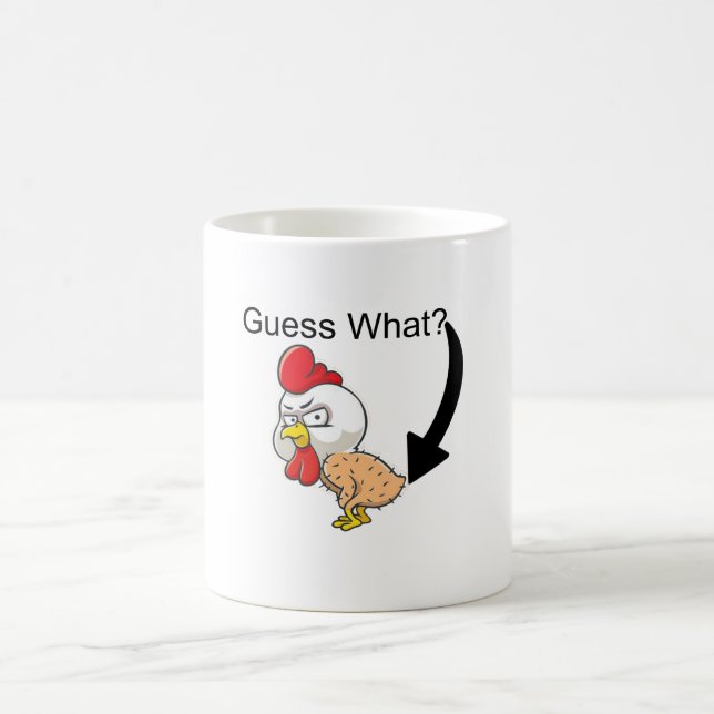 Vermutung was? Huhn-Hintern! Lustig Kaffeetasse (Mittel)
