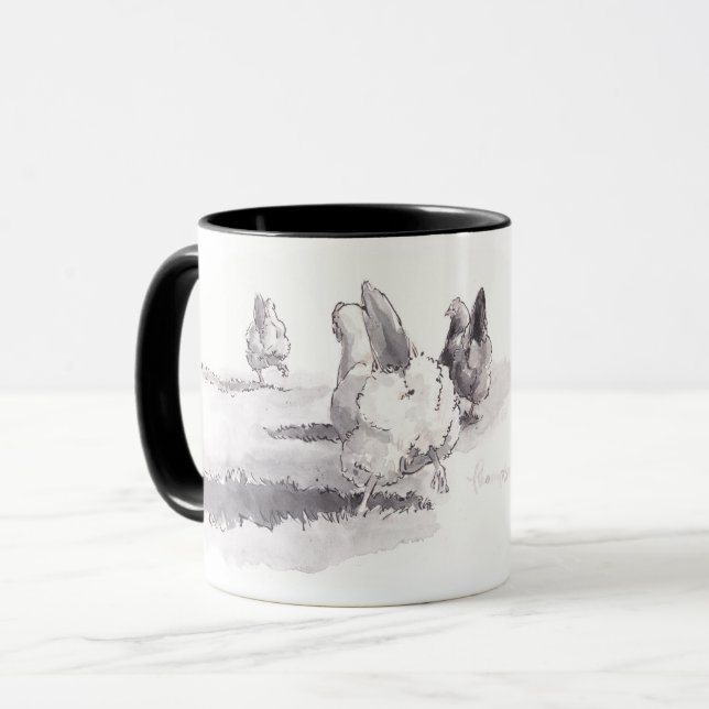 Vermutung was? Huhn-Hintern! Schwarzweiss-Tasse Tasse (Vorderseite Links)