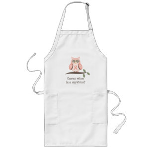 Vermutungs-Whoo Überlebend-rosa Band-Eulen-Schürze Lange Schürze