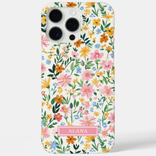 Vernähtes Blumenmuster mit Monogramm iPhone 16 Pro Max Hülle
