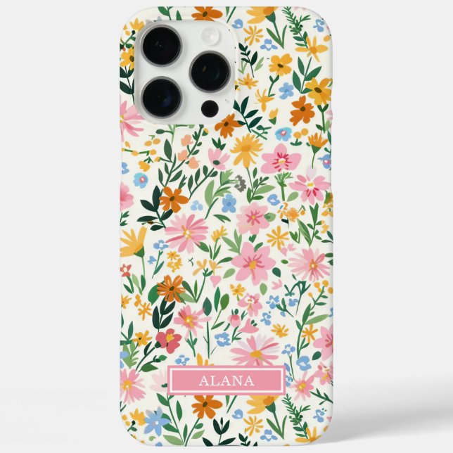 Vernähtes Blumenmuster mit Monogramm Case-Mate iPhone Hülle (Rückseite)