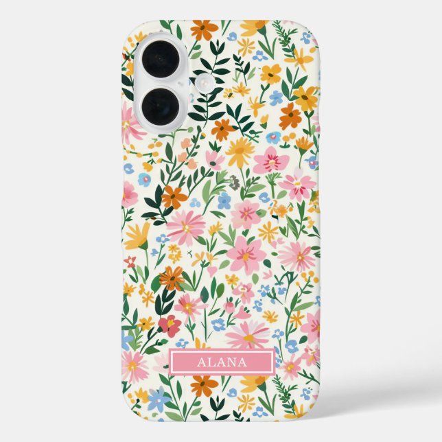 Vernähtes Blumenmuster mit Monogramm Case-Mate iPhone Hülle (Rückseite)