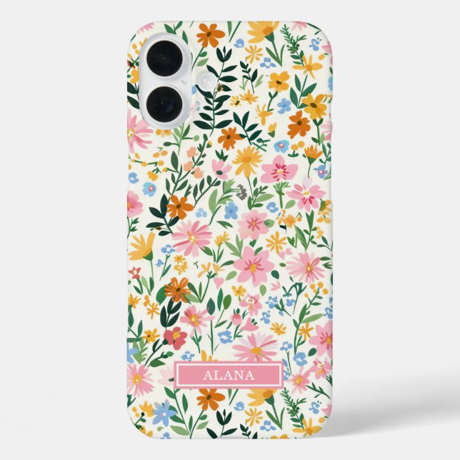 Vernähtes Blumenmuster mit Monogramm Case-Mate iPhone Hülle (Rückseite)
