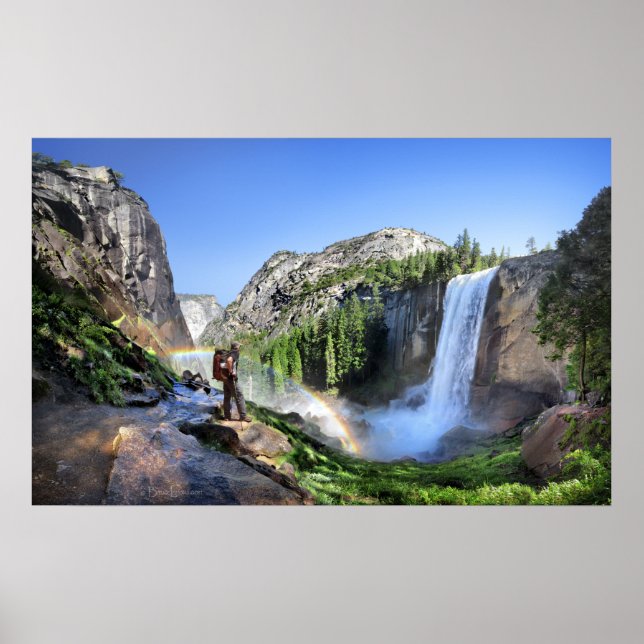 Vernal Fall Hiker and Rainbow - Yosemite Poster (Vorne)