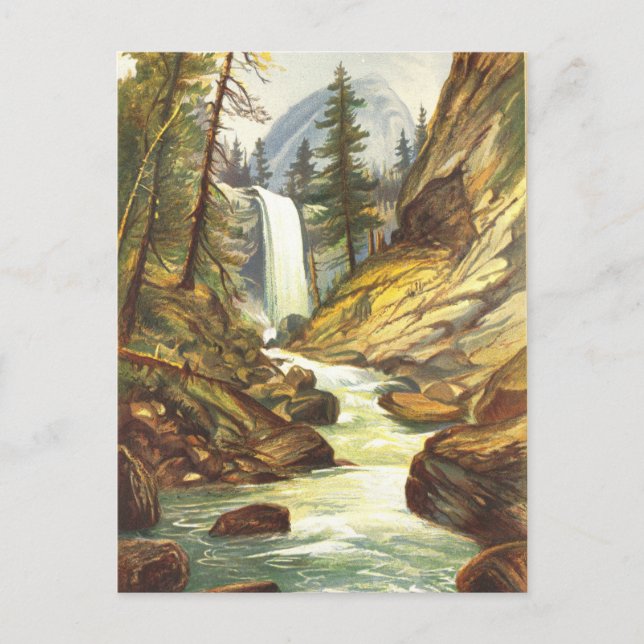 Vernal Fall, Yosemite Tal, Vintage Postkarte (Vorderseite)