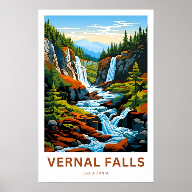 Vernal Falls California Travel Print Poster (Vorne)