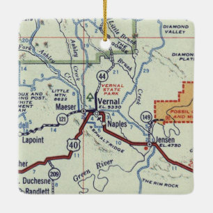 Vernal Utah Vintage Karte Keramikornament