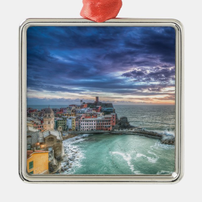 Vernazza am Sonnenuntergang, Italien Ornament Aus Metall (Vorne)