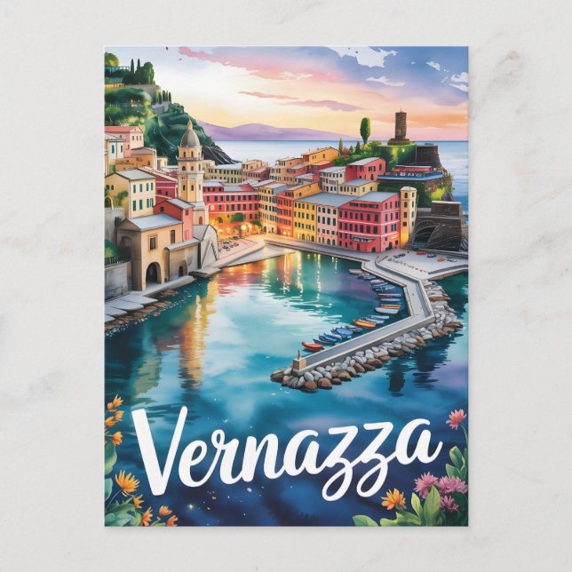 Vernazza Aquarell Postkarte (Vorderseite)