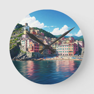 Vernazza, Cinqua Terra Magnet Runde Wanduhr