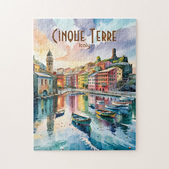Vernazza Cinque Terre Italy Watercolor Custom Puzzle (Vertikal)