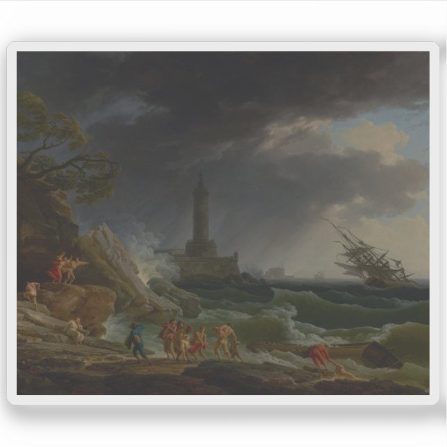 Vernet - Ein Sturm an der Mittelmeerküste Aufkleber (Vorderseite)