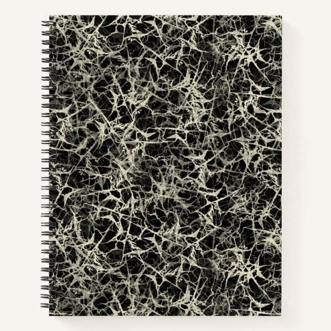 Vernetzte Neuronen auf schwarz - nahtloses Muster. Notizbuch (Vorderseite)